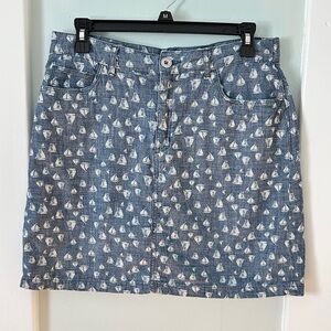 Blue Denim-like Sailboat Print Women's Skort, size 6